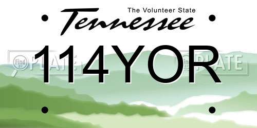 114YOR Tennessee License Plate