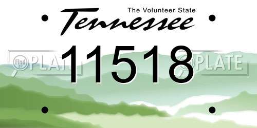 11518 Tennessee License Plate