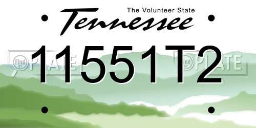 11551T2 Tennessee License Plate