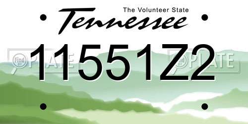 11551Z2 Tennessee License Plate