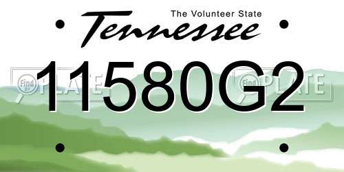 11580G2 Tennessee License Plate
