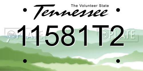 11581T2 Tennessee License Plate