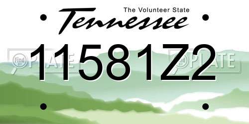 11581Z2 Tennessee License Plate