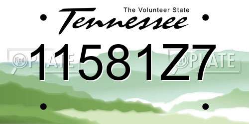 11581Z7 Tennessee License Plate