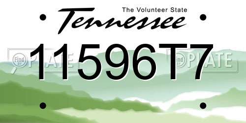 11596T7 Tennessee License Plate
