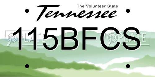 115BFCS Tennessee License Plate