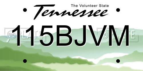 115BJVM Tennessee License Plate