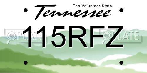 115RFZ Tennessee License Plate