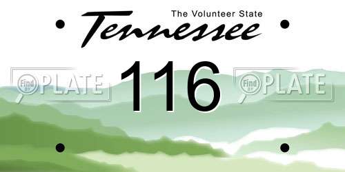116 Tennessee License Plate