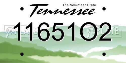 11651O2 Tennessee License Plate