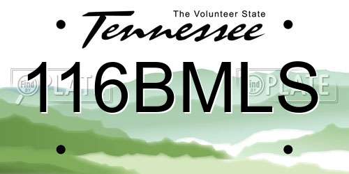116BMLS Tennessee License Plate