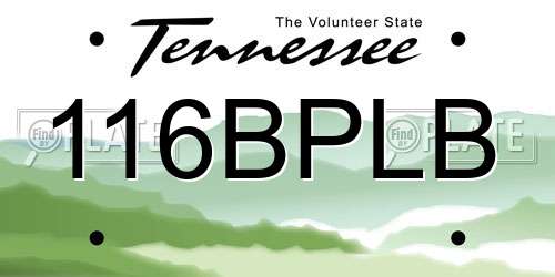 116BPLB Tennessee License Plate