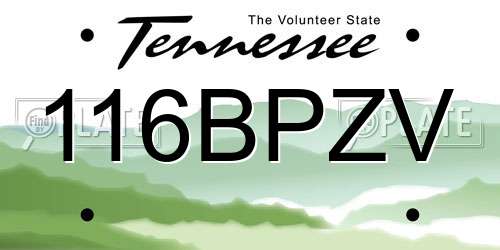 116BPZV Tennessee License Plate
