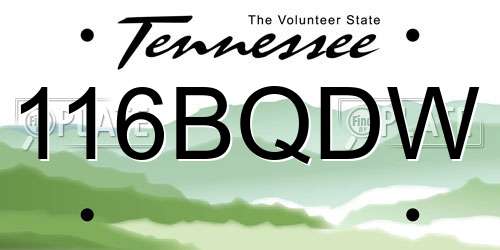 116BQDW Tennessee License Plate