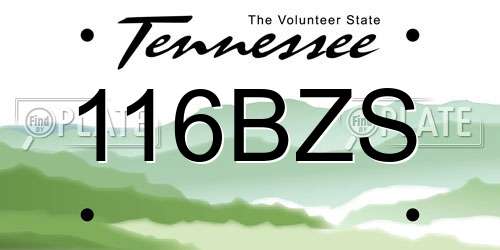 116BZS Tennessee License Plate
