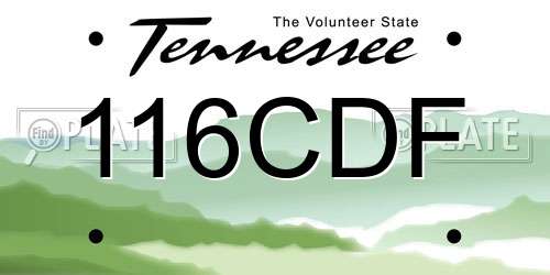 116CDF Tennessee License Plate