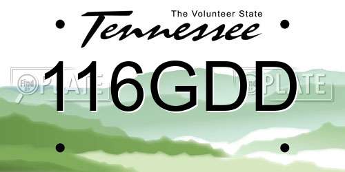 116GDD Tennessee License Plate
