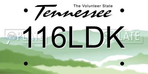 116LDK Tennessee License Plate