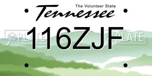 116ZJF Tennessee License Plate