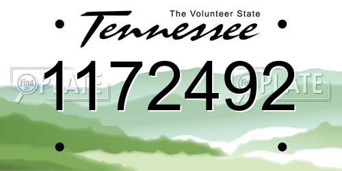 1172492 Tennessee License Plate