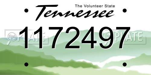 1172497 Tennessee License Plate