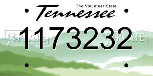 1173232 Tennessee License Plate
