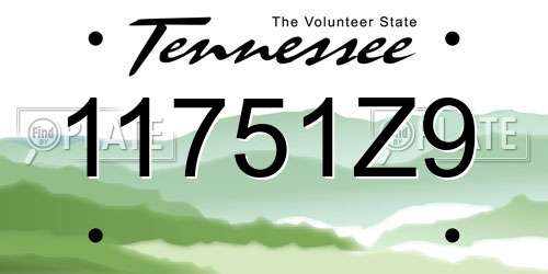 11751Z9 Tennessee License Plate