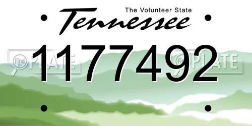 1177492 Tennessee License Plate