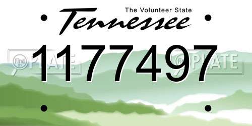 1177497 Tennessee License Plate