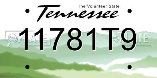 11781T9 Tennessee License Plate