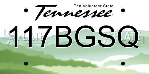 117BGSQ Tennessee License Plate