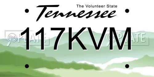 117KVM Tennessee License Plate