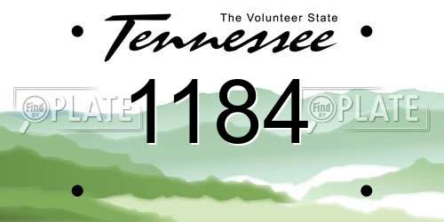 1184 Tennessee License Plate