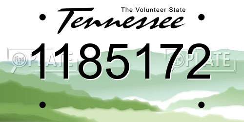 1185172 Tennessee License Plate