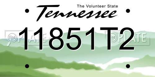 11851T2 Tennessee License Plate