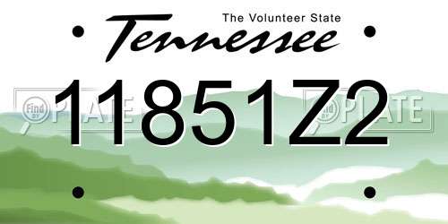 11851Z2 Tennessee License Plate