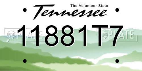 11881T7 Tennessee License Plate