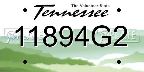 11894G2 Tennessee License Plate