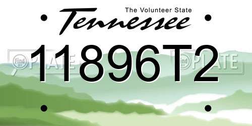 11896T2 Tennessee License Plate