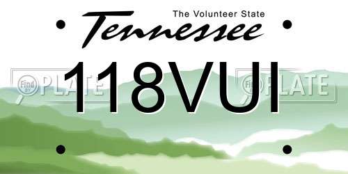 118VUI Tennessee License Plate