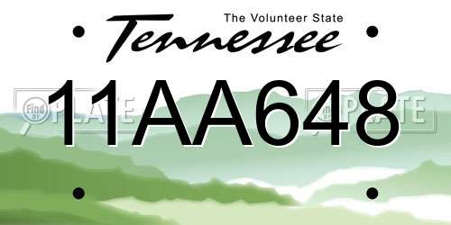 11AA648 Tennessee License Plate