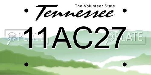 11AC27 Tennessee License Plate