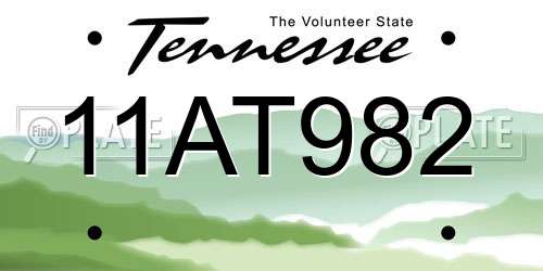11AT982 Tennessee License Plate