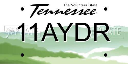 11AYDR Tennessee License Plate