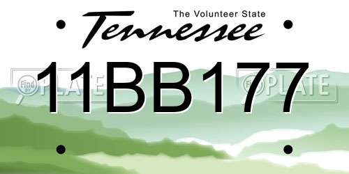 11BB177 Tennessee License Plate