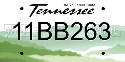 11BB263 Tennessee License Plate