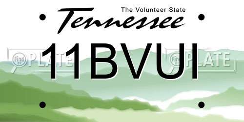 11BVUI Tennessee License Plate