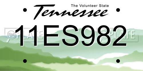 11ES982 Tennessee License Plate