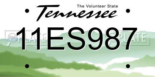 11ES987 Tennessee License Plate