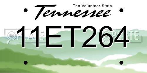 11ET264 Tennessee License Plate